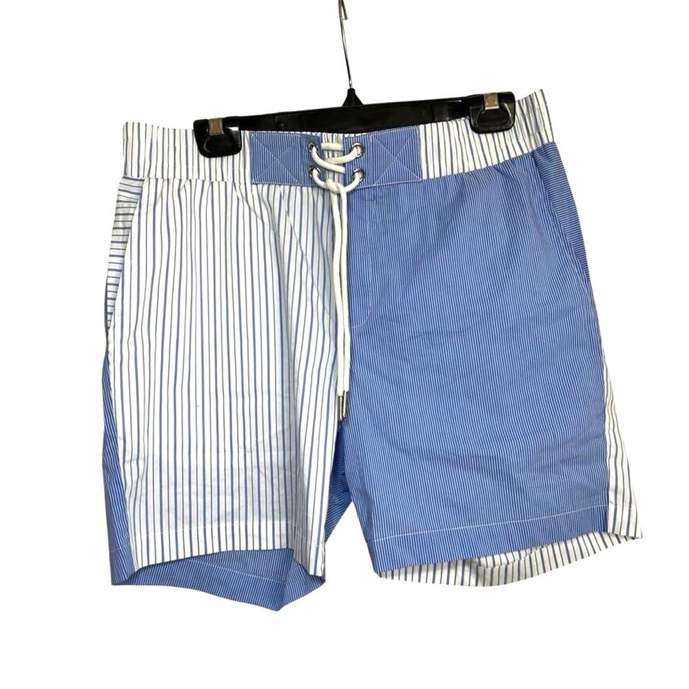 Revolve SER.O.YA Board Shorts Mens Medium Blue Striped Ziggy Swim Trunks NWT